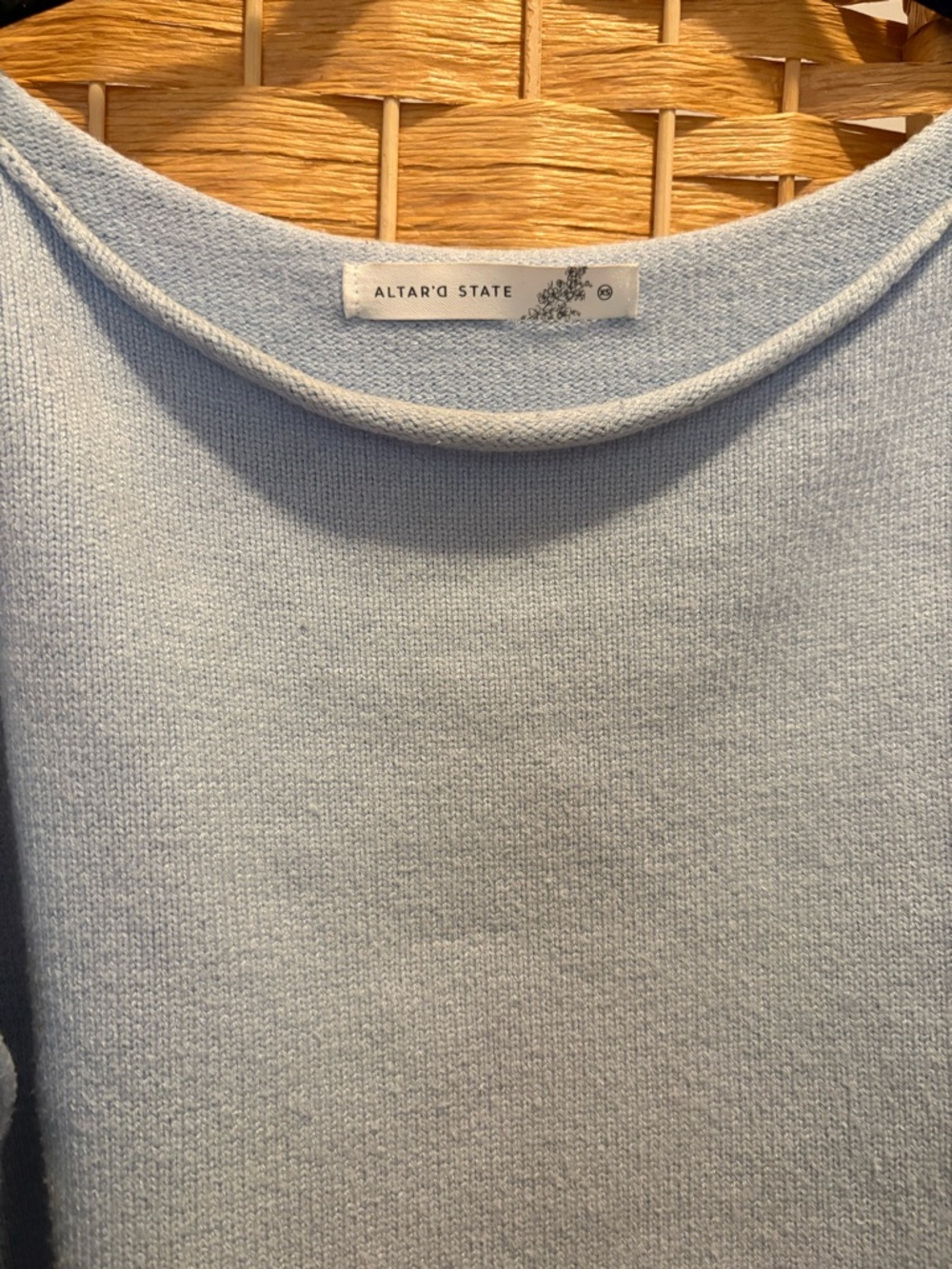 Altar'd State Parker Boatneck Sweater Light Blue Cropped Knit Sweater XS - Picture 3 of 6